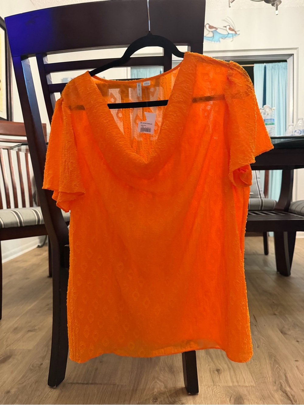 Bright Orange Women's Draped Neck Top